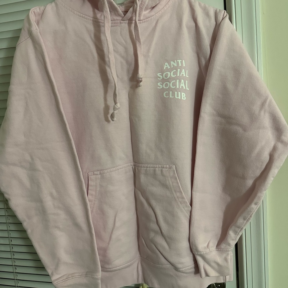 Anti social social club pink hoodie